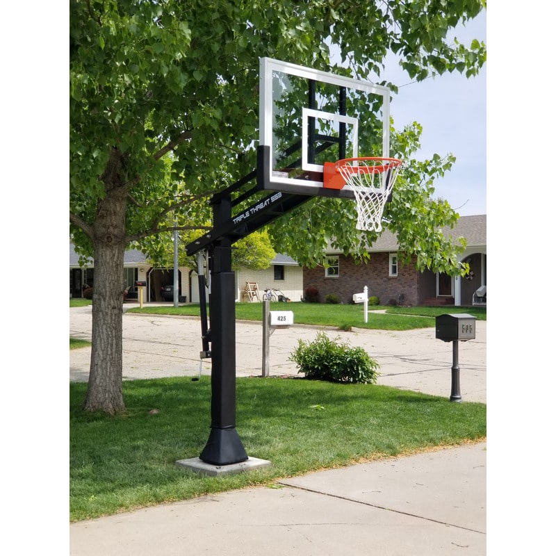 Ironclad TPT553-MD Basketball Hoop In Ground Adjustable Hoop Outdoor Driveway Lifestyle Image System View