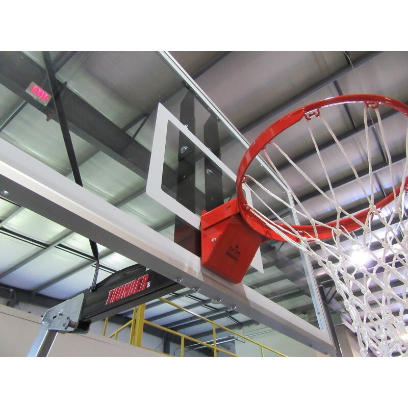 Detailed Lifestyle Image Indoor Gym Goal Setup for Thunder First Team Adjustable Portable Basketball Hoop System