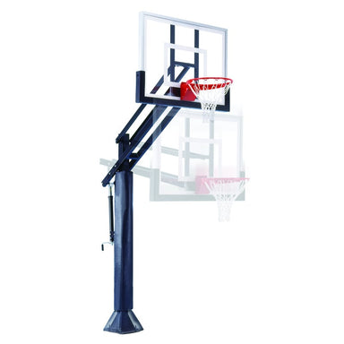 First Team Attack In Ground Adjustable Basketball Hoop Max and Min Goal Height Front View