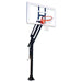 First Team Attack Pro In Ground Adjustable Goal Basketball Front of Hoop Standing View