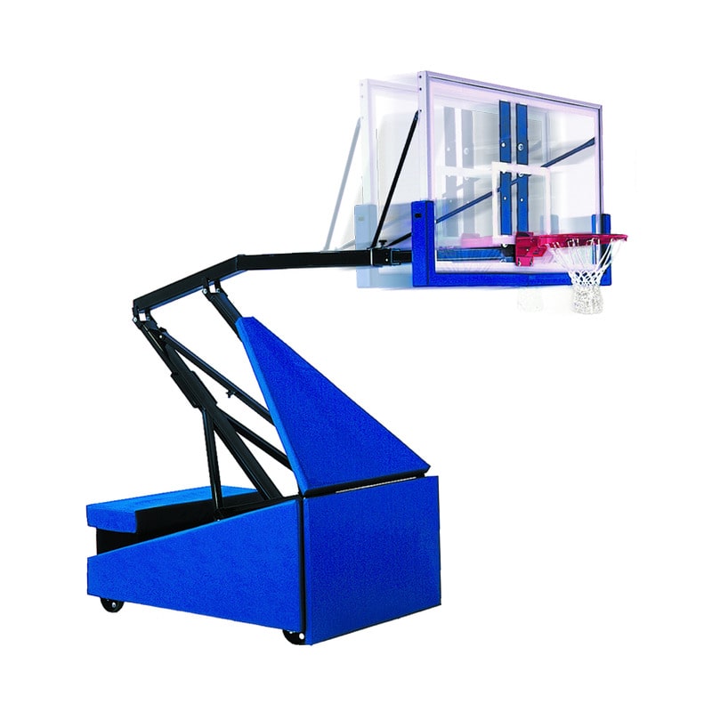 First Team Folded Lowered Goal Height View of Storm Portable Adjustable Basketball Hoop System