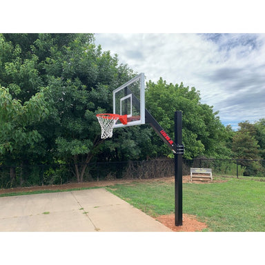 First Team Installed System view of Legend Jr. Fixed Height In Ground Basketball Goal driveway Hoop setup