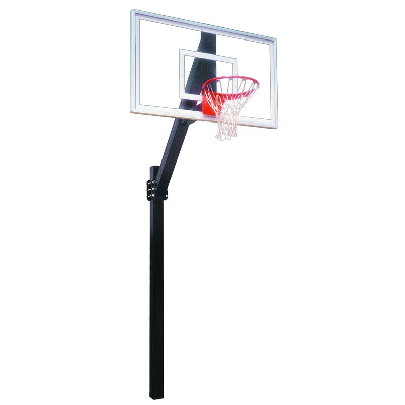 First Team Legend Jr. Select Basketball Goal Fixed Height System Front View of In Ground Hoop