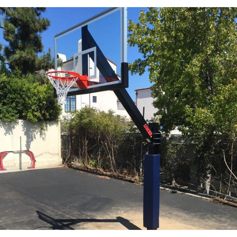 First Team Lifestyle Image Fixed Height Hoop Legend Arena Basketball Goal In Ground System front view outdoor setup