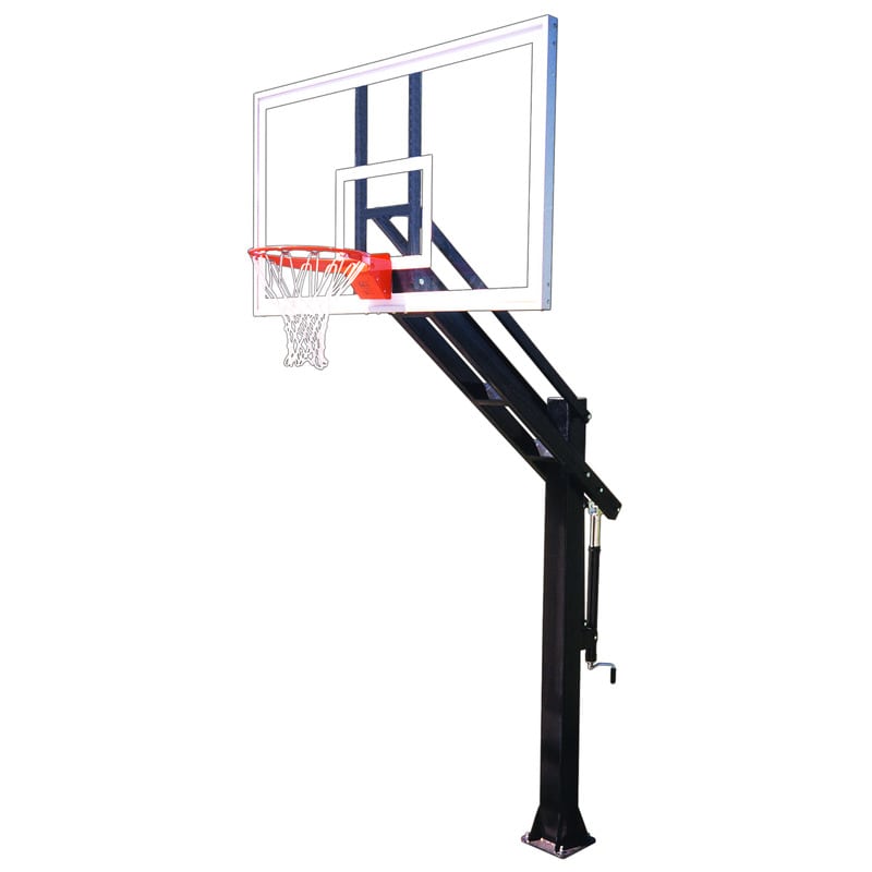 First Team Titan Arena Basketball Goal In Ground Hoop view of Adjustable System