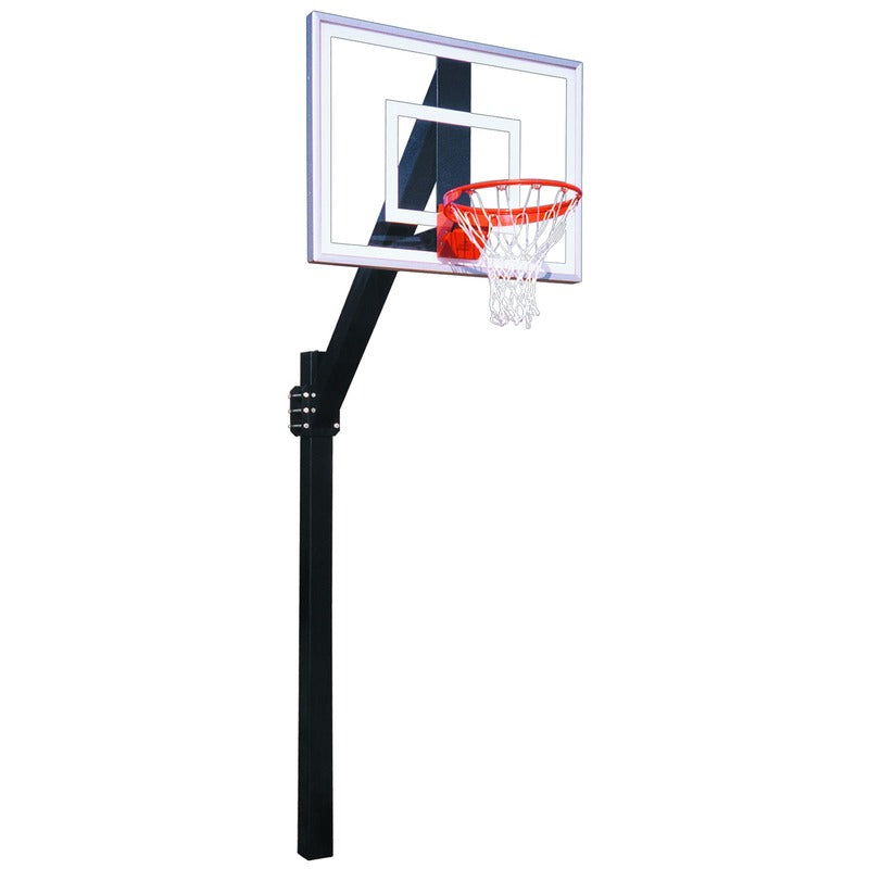 Fixed Height First Team Legend Jr. III In Ground Goal Front View of Basketball Hoop System