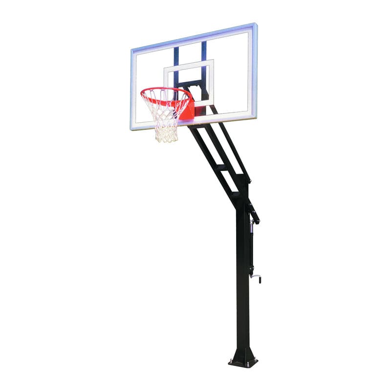 In Ground Adjustable First Team Force Select Basketball Hoop Complete View of Goal