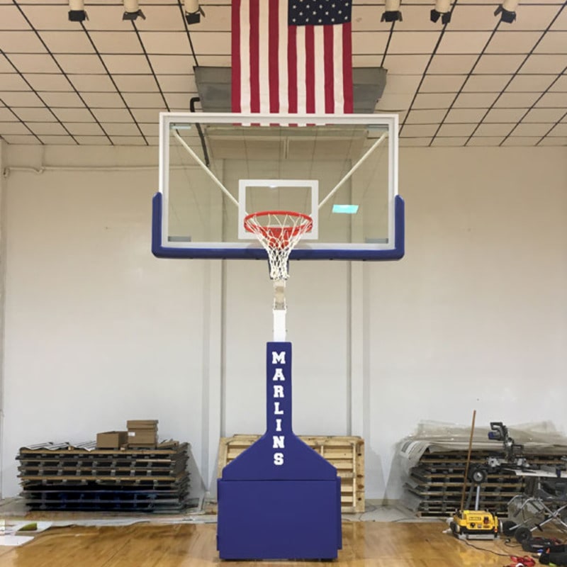 Indoor On Court View for First Team System Hurricane Triumph Portable Basketball Goal Adjustable Height Hoop