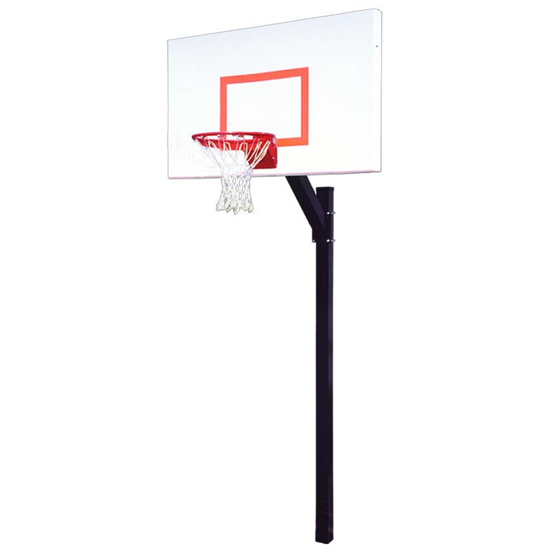 Legacy Endura Basketball Goal In Ground Fixed Height System First Team View of Hoop