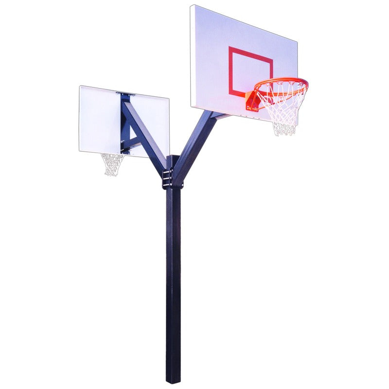 Legend Jr. Extreme Dual Goal First Team Fixed Height Basketball Hoop In Ground View of System