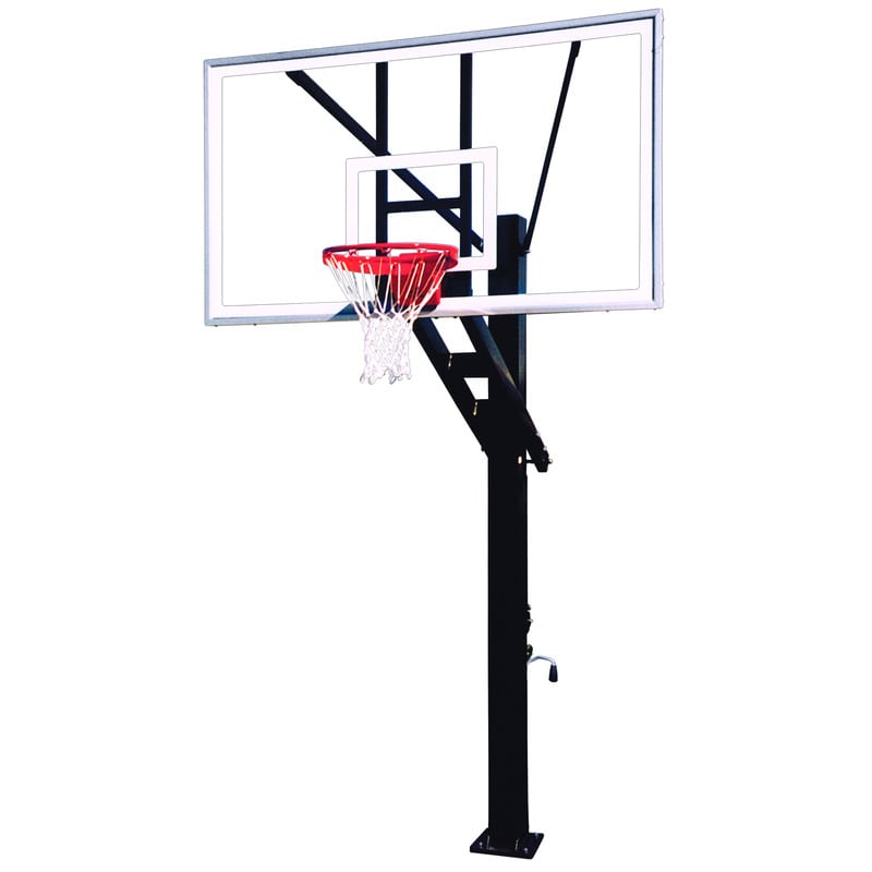 Stainless Olympian Arena First Team Basketball Hoop Adjustable In Ground Goal System front view