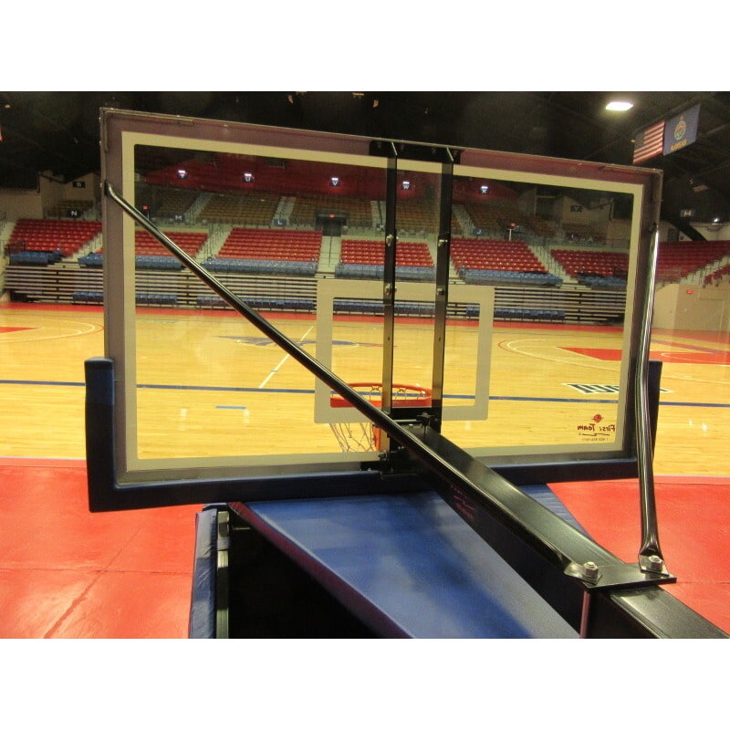 Storm System Braces View for First Team Portable Height Adjustable Basketball Hoop Goal Positioned Indoor on Court