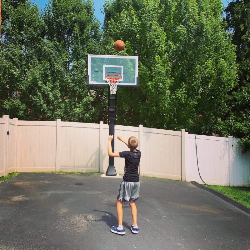 TPT554-LG Ironclad Backyard Basketball Goal Outside Adjustable In Ground System Kid Shooting Hoops